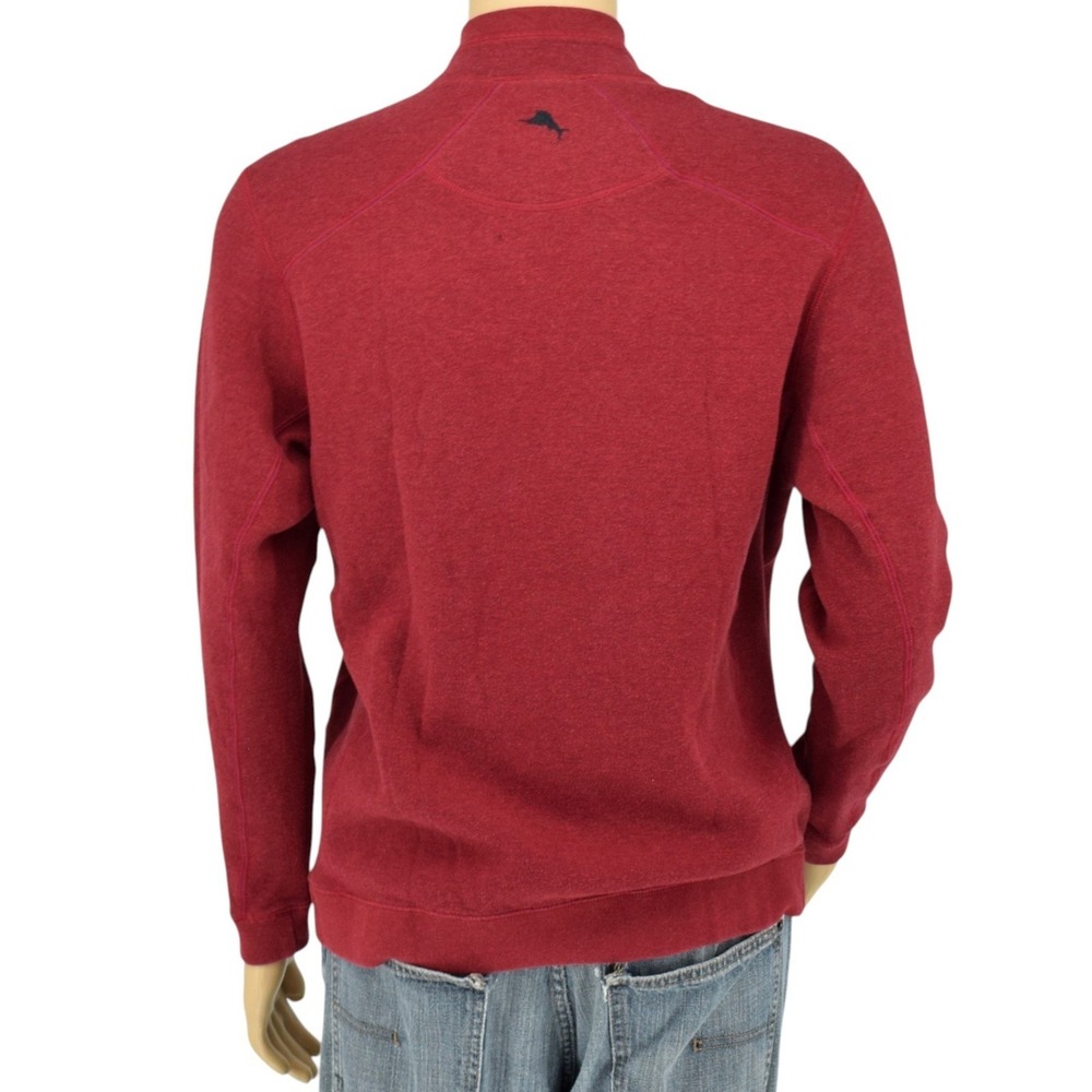 Tommy Bahama FLIPSIDE Reversible 1/4 Zip Sweater Men's L Burgundy Charcoal - Picture 8 of 15